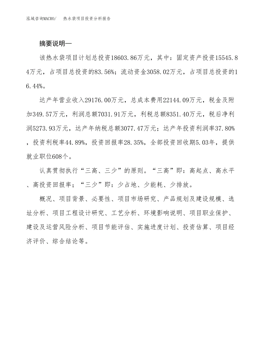 热水袋项目投资分析报告(总投资19000万元)_第2页