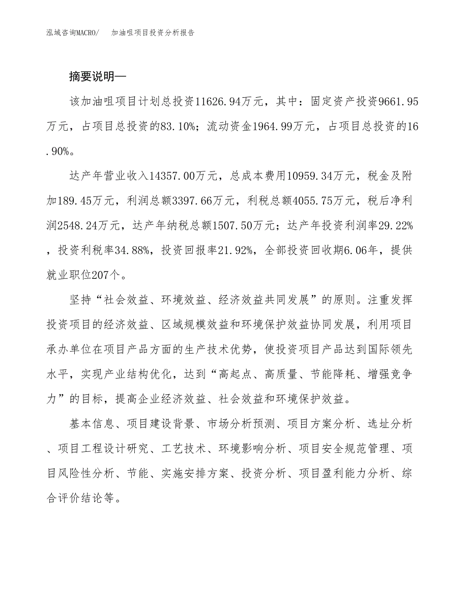 加油咀项目投资分析报告(总投资12000万元)_第2页