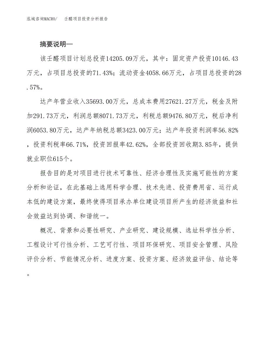 壬醛项目投资分析报告(总投资14000万元)_第2页