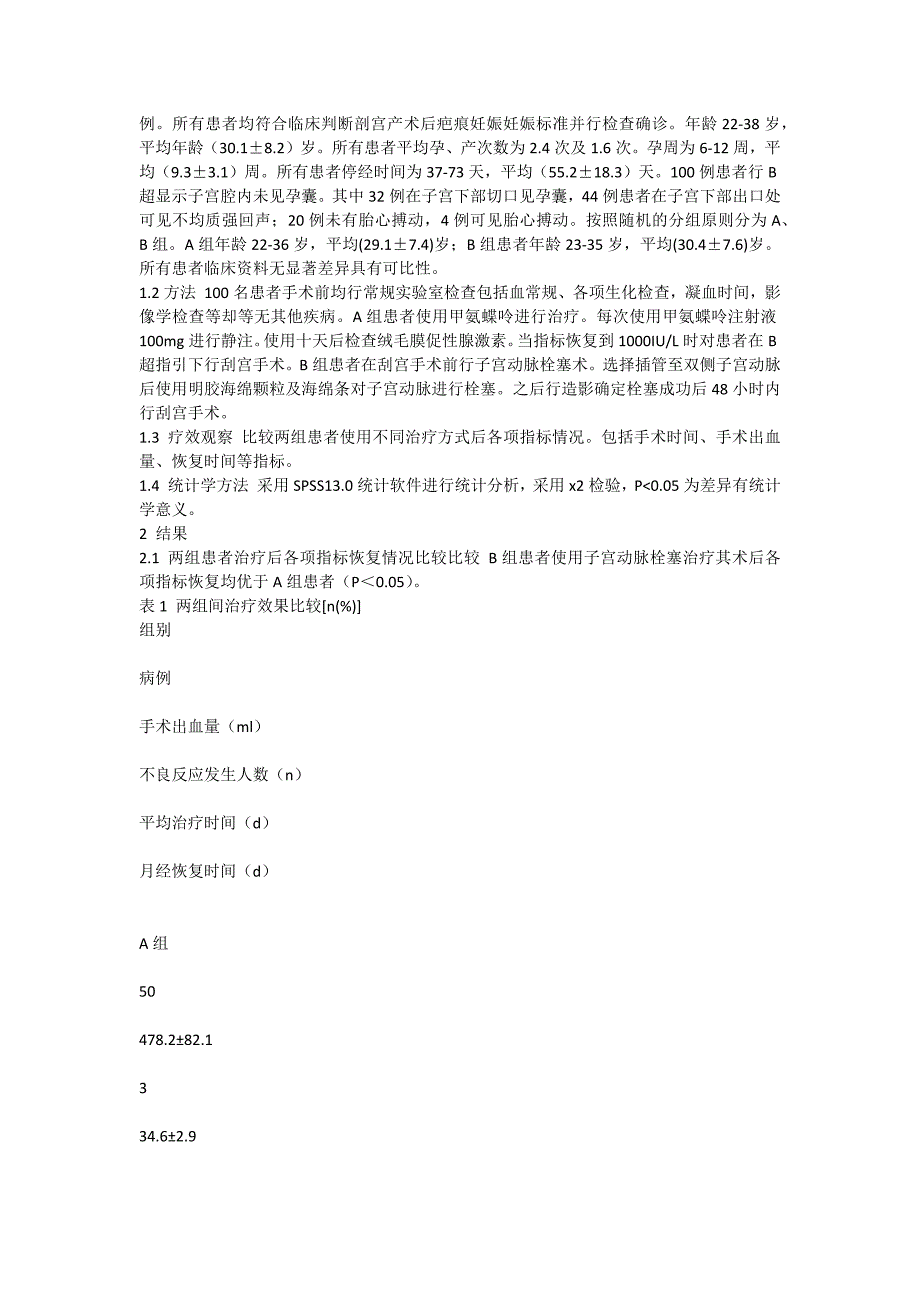 子宫动脉栓塞和甲氨蝶呤注射在疤痕妊娠中的疗效_第2页