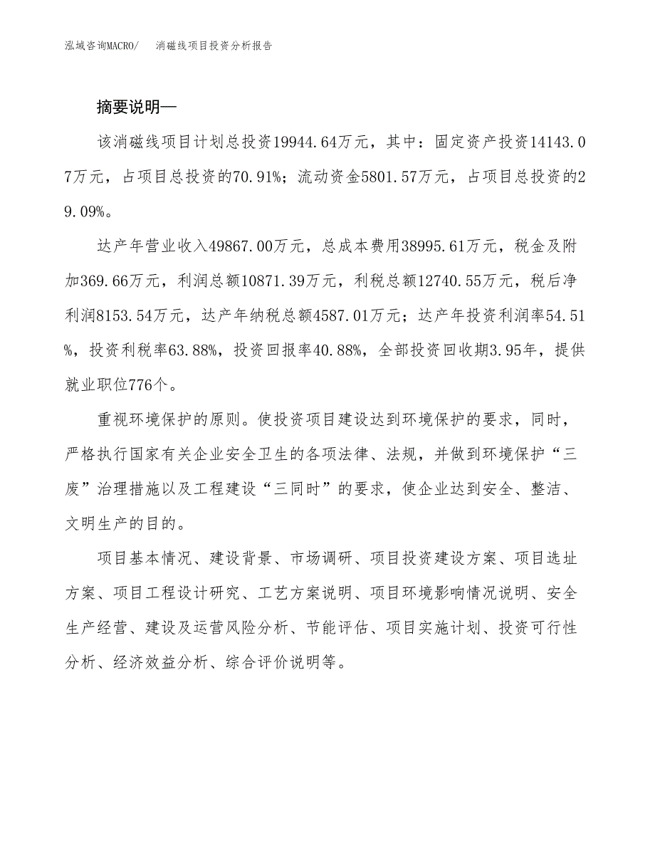 消磁线项目投资分析报告(总投资20000万元)_第2页