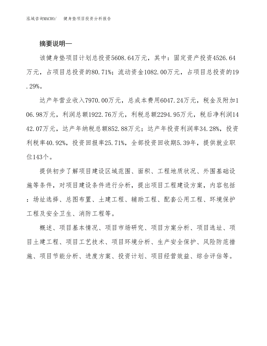 健身垫项目投资分析报告(总投资6000万元)_第2页