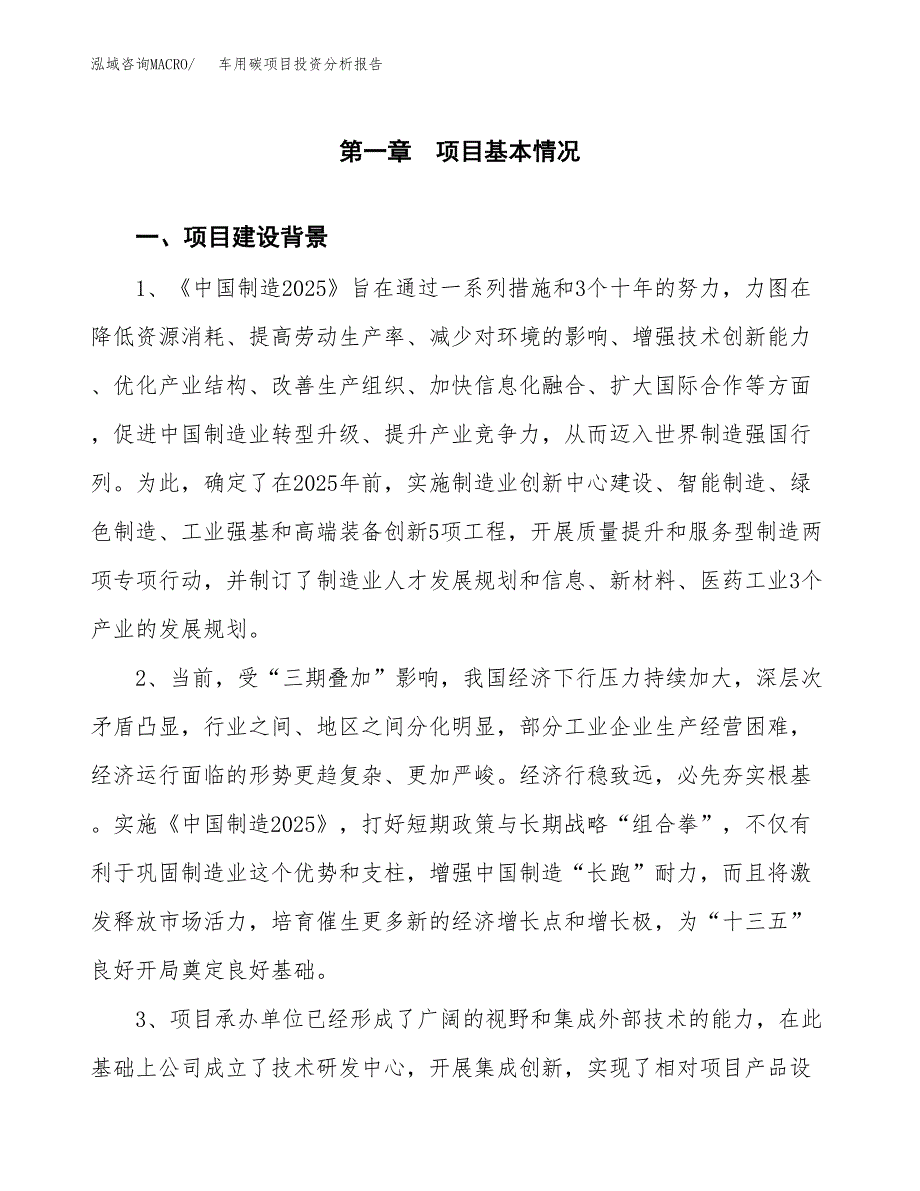 车用碳项目投资分析报告(总投资22000万元)_第3页