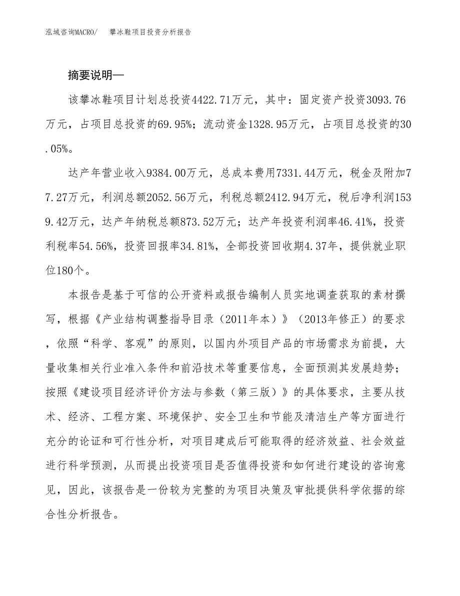 攀冰鞋项目投资分析报告(总投资4000万元)_第2页