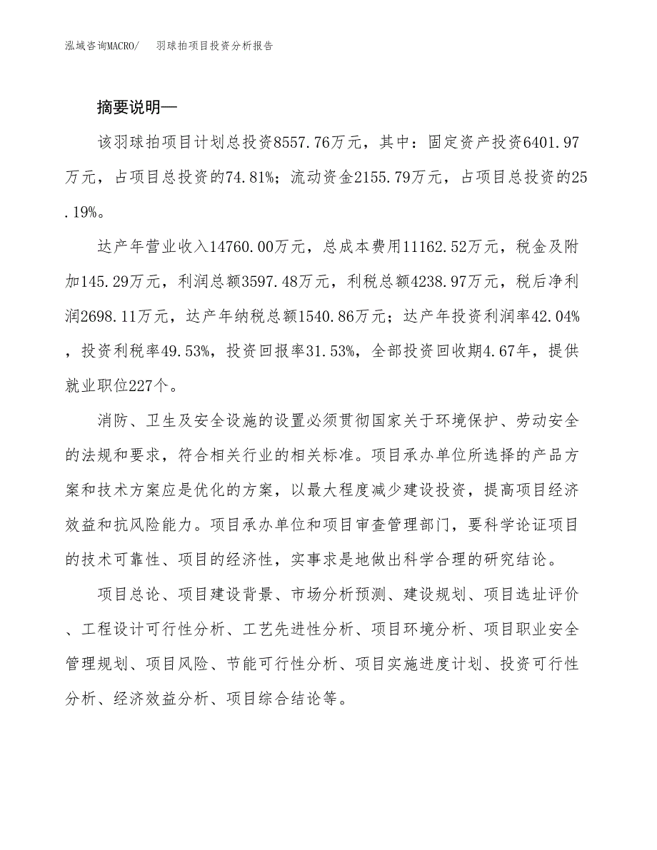 羽球拍项目投资分析报告(总投资9000万元)_第2页