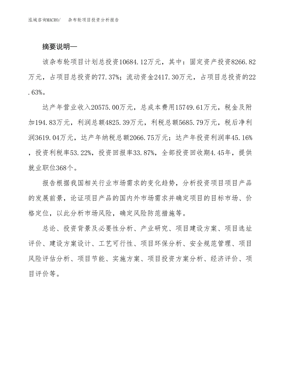 杂布轮项目投资分析报告(总投资11000万元)_第2页