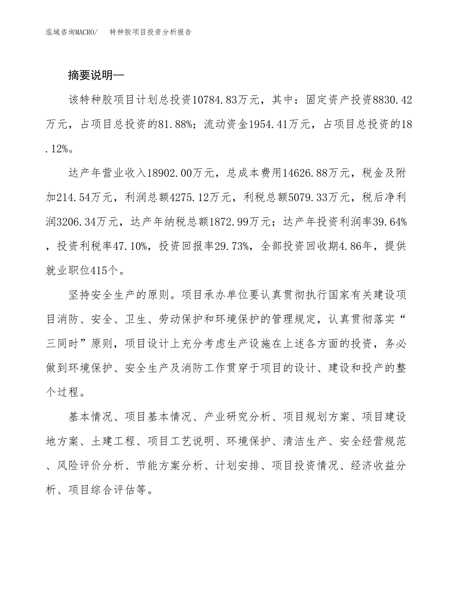 特种胶项目投资分析报告(总投资11000万元)_第2页