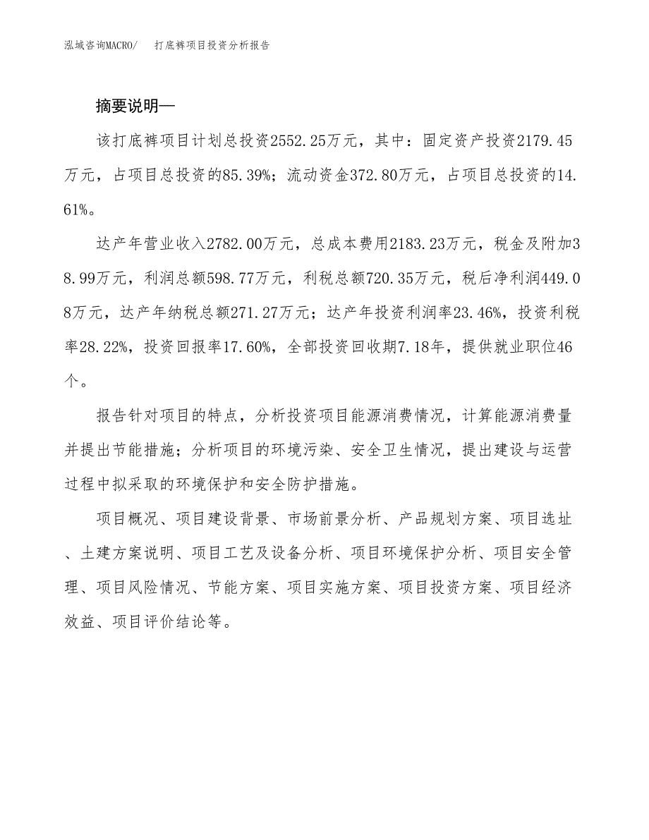 打底裤项目投资分析报告(总投资3000万元)_第2页