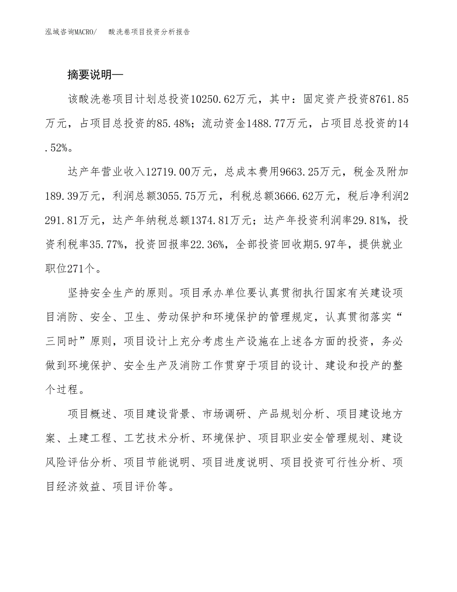 酸洗卷项目投资分析报告(总投资10000万元)_第2页