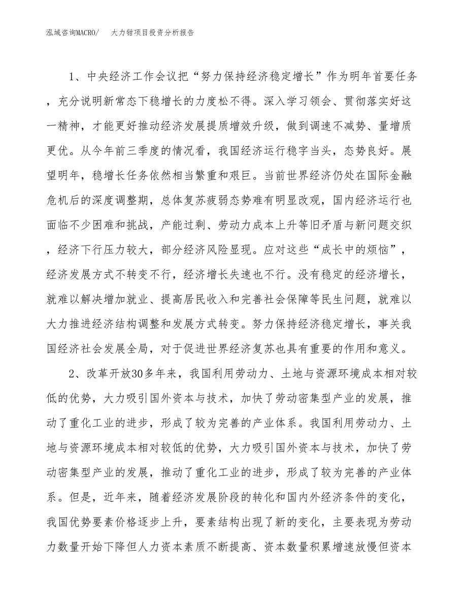 大力钳项目投资分析报告(总投资8000万元)_第4页