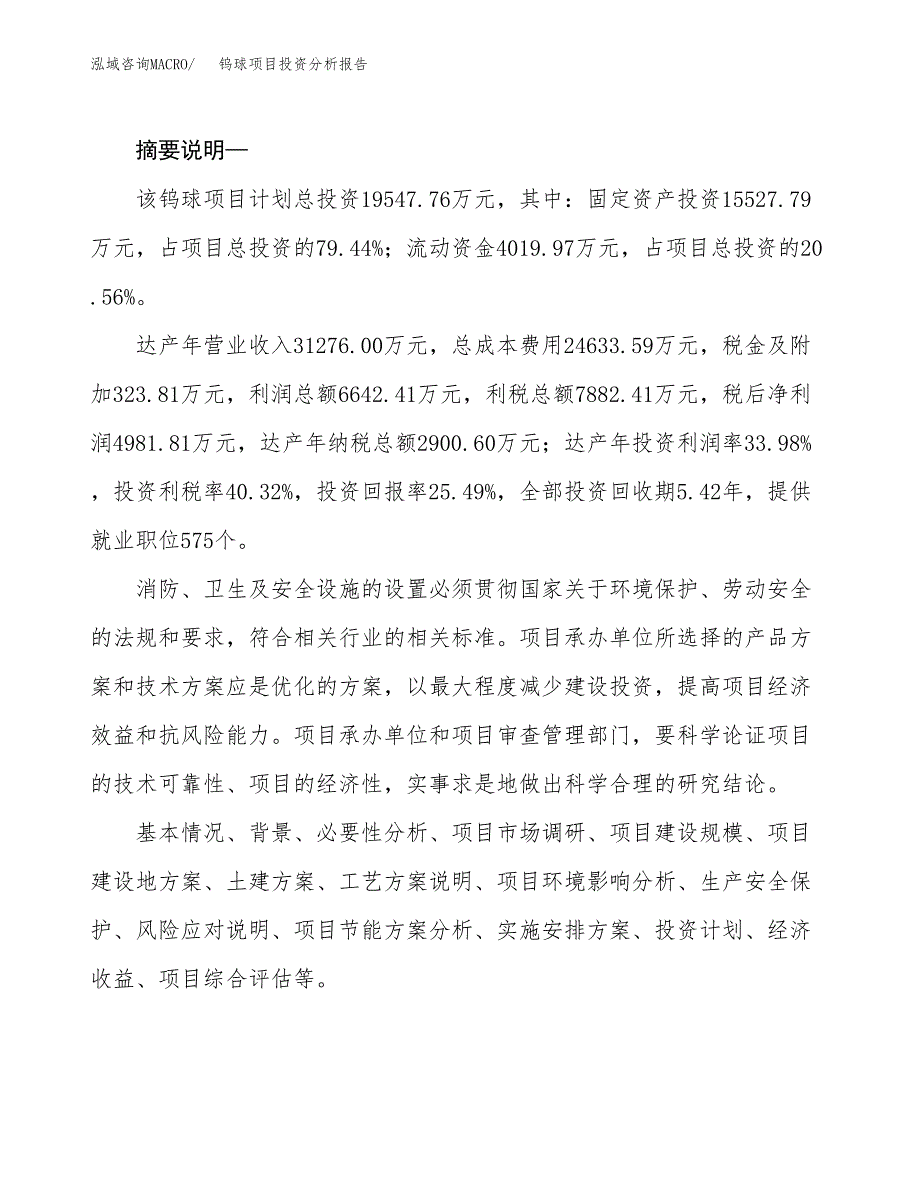 钨球项目投资分析报告(总投资20000万元)_第2页