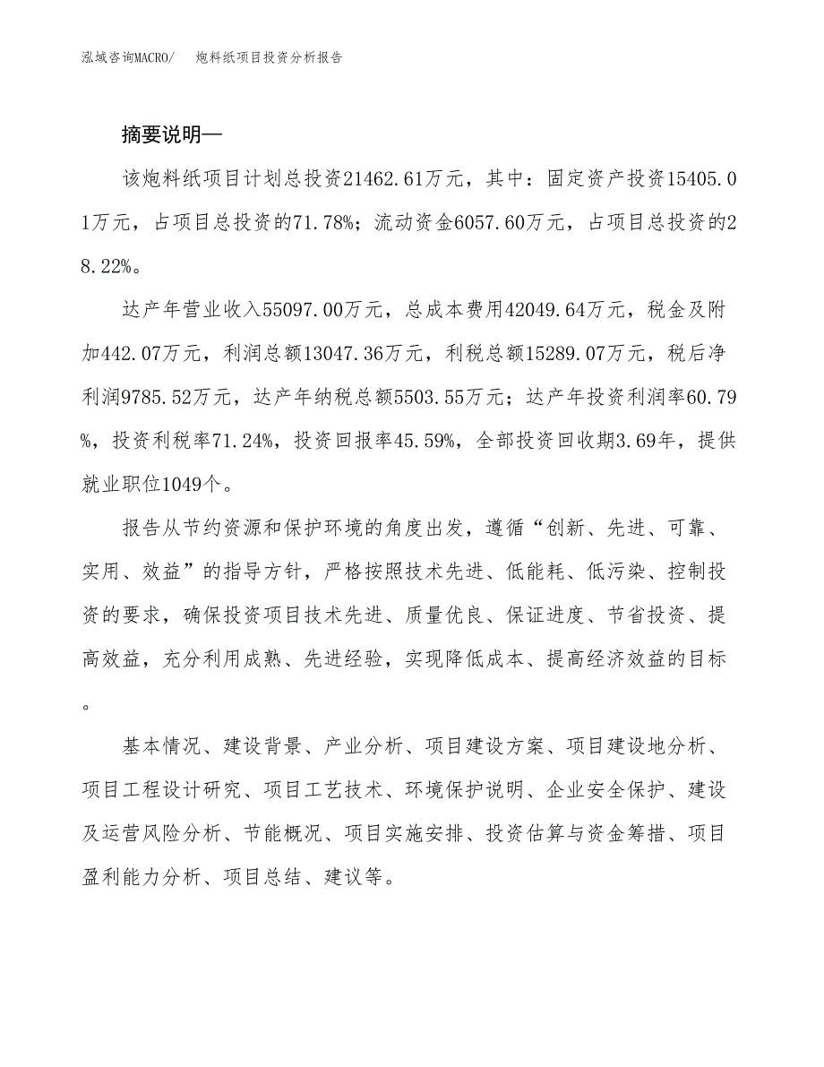 炮料纸项目投资分析报告(总投资21000万元)_第2页