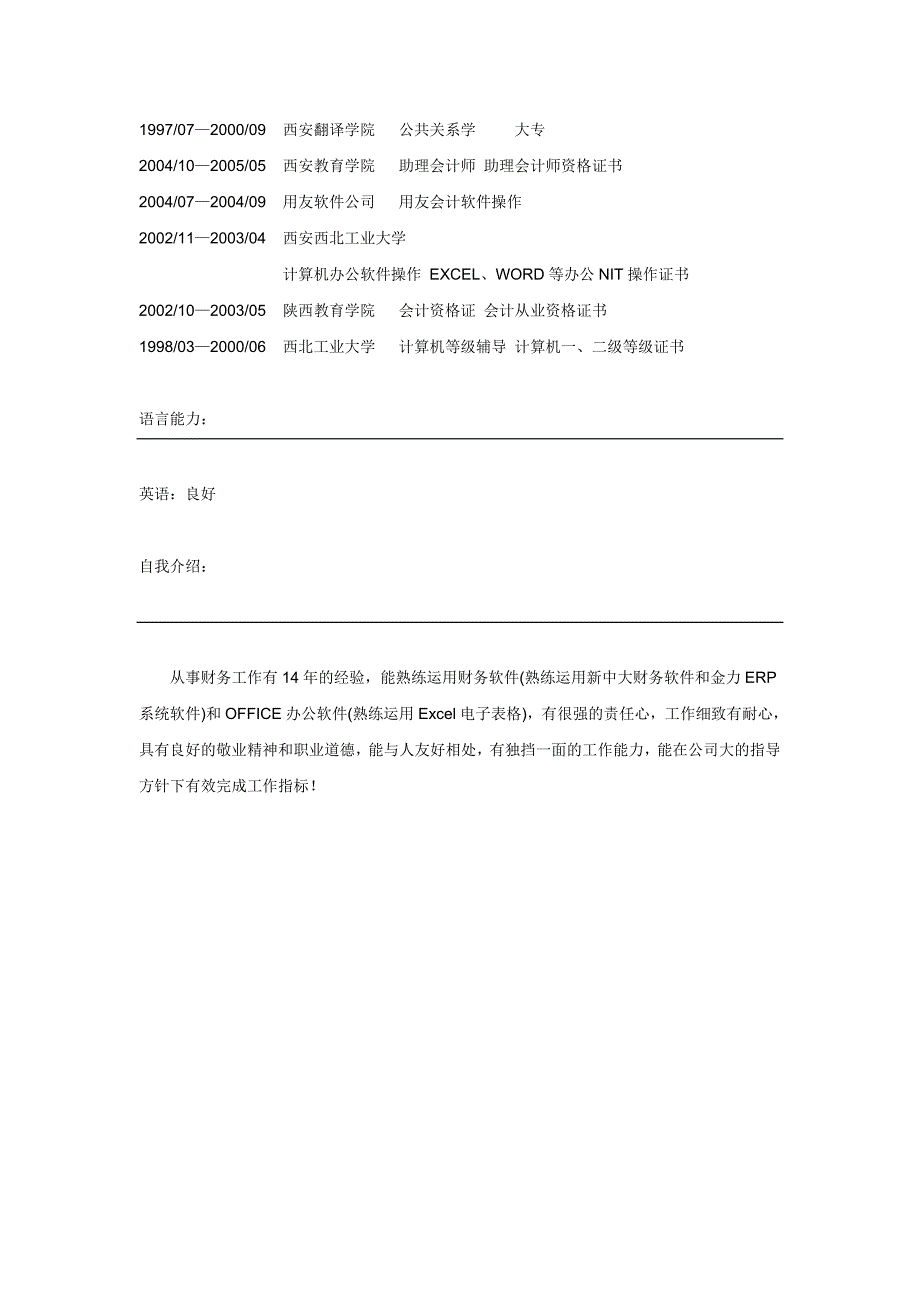 财务人员求职简历模板大全15_第3页