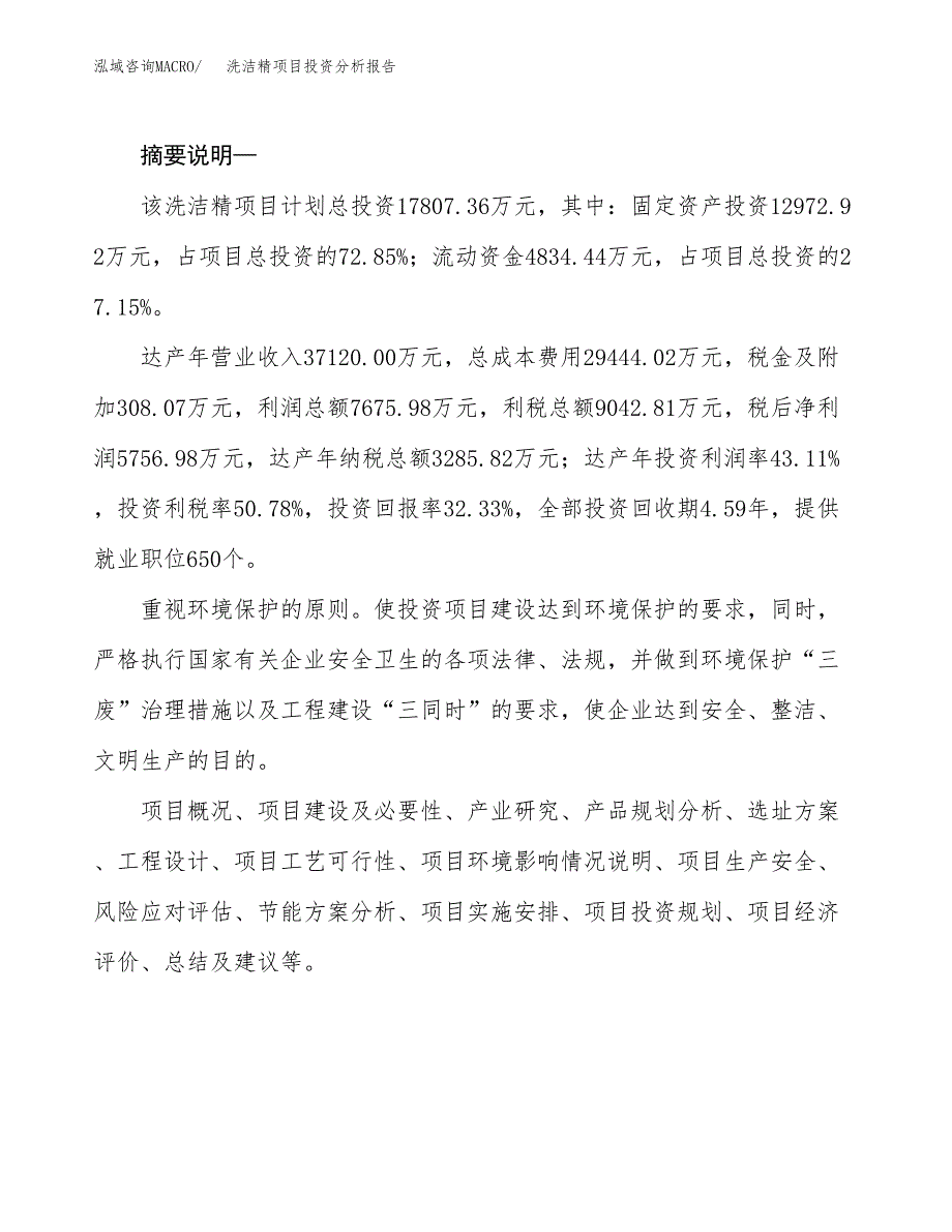 洗洁精项目投资分析报告(总投资18000万元)_第2页