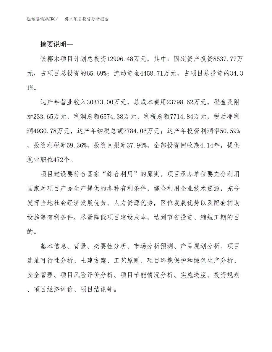 椰木项目投资分析报告(总投资13000万元)_第2页