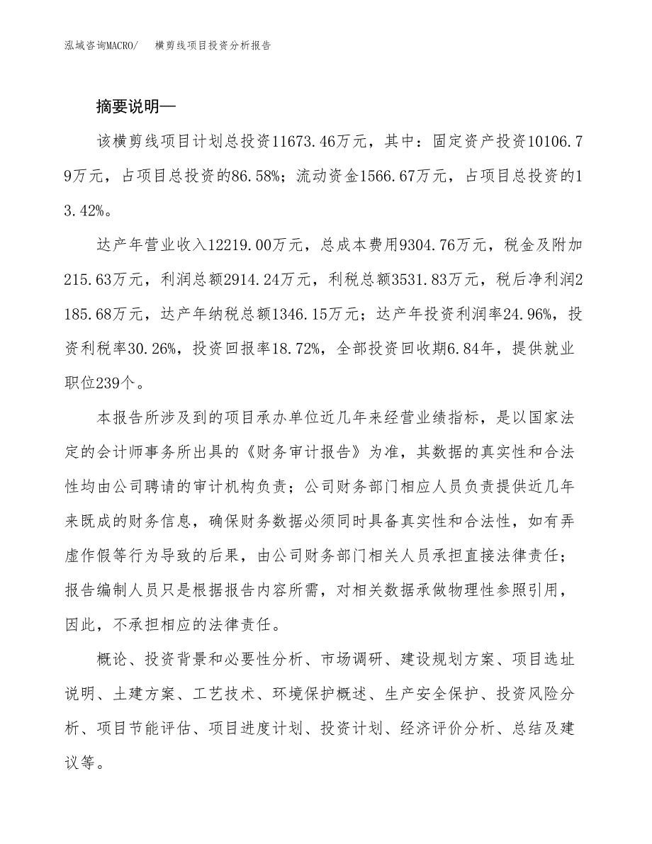 横剪线项目投资分析报告(总投资12000万元)_第2页