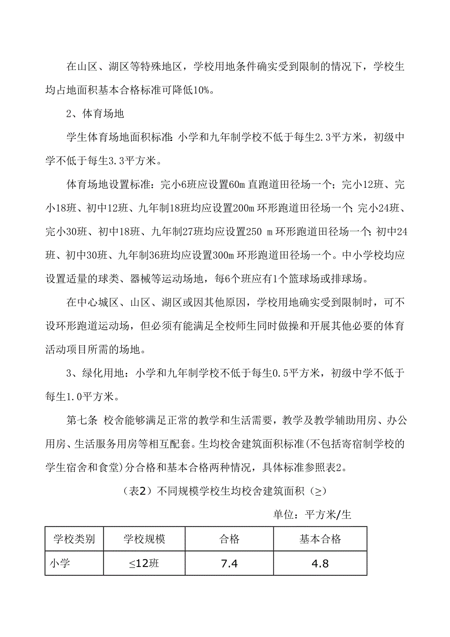 合格学校标准——湖南省义务教育学校办学标准试行_第3页