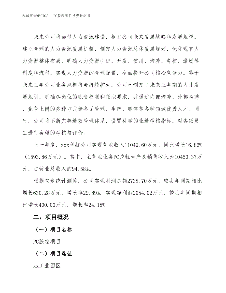 （参考版）PC胶粒项目投资计划书_第2页