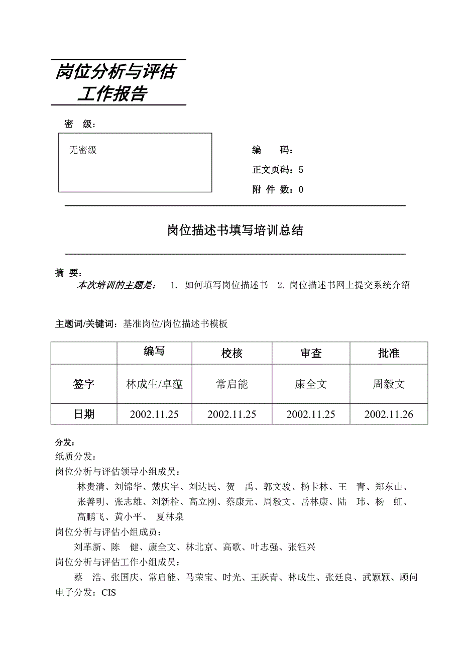 岗位描述书填写培训总结20021121_第1页