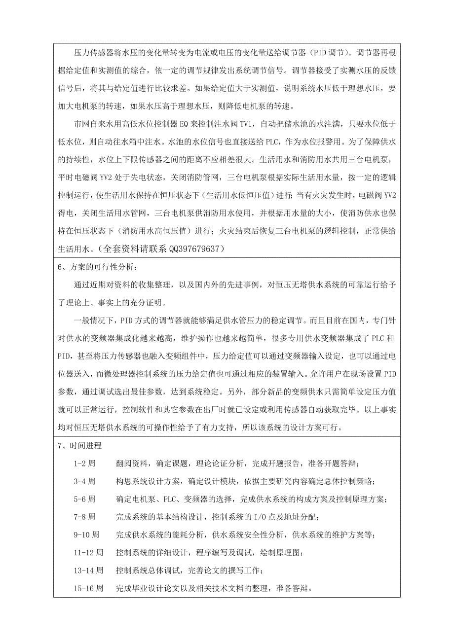 基于PLC的恒压无塔供水系统毕业设计开题报告_第5页