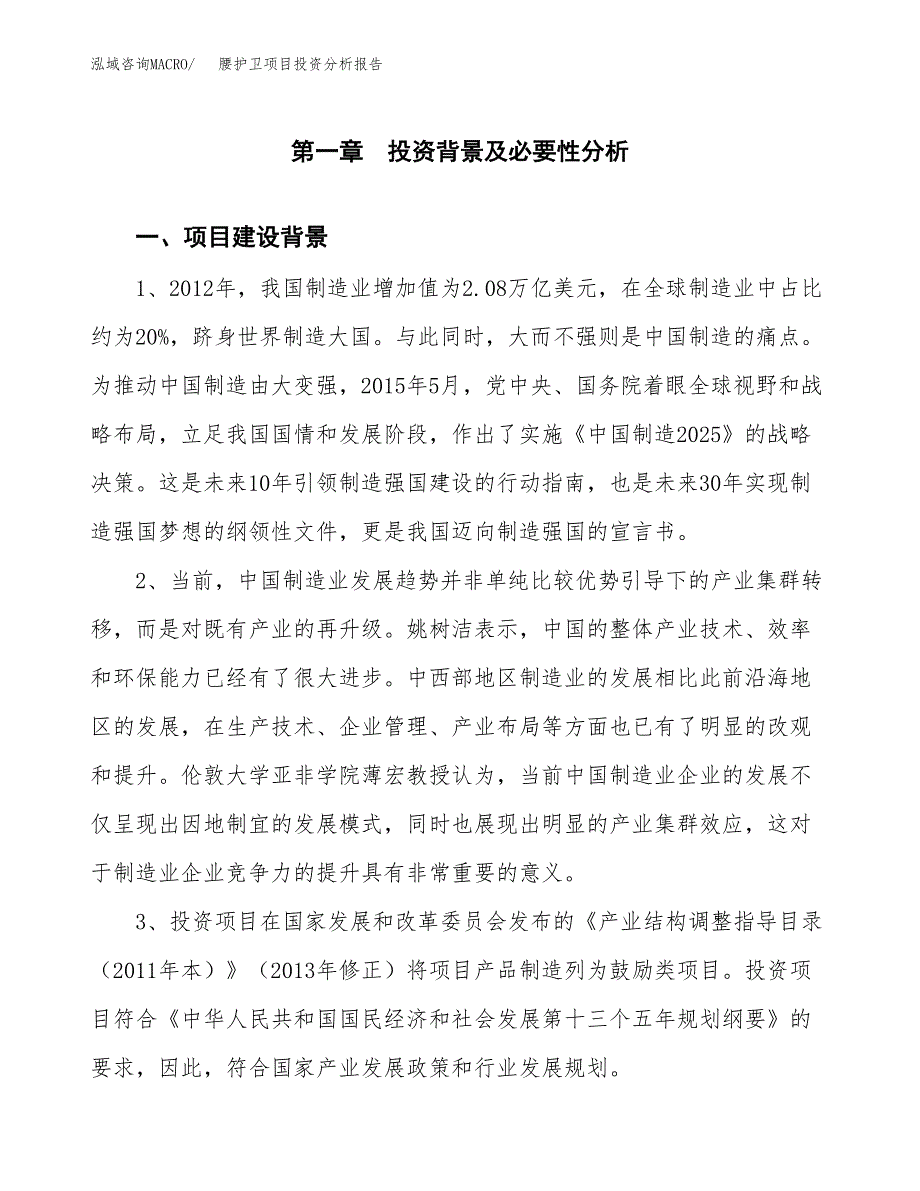 腰护卫项目投资分析报告(总投资10000万元)_第3页