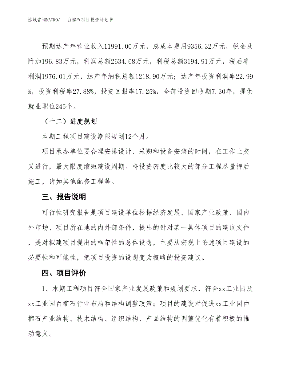 （参考版）白榴石项目投资计划书_第4页