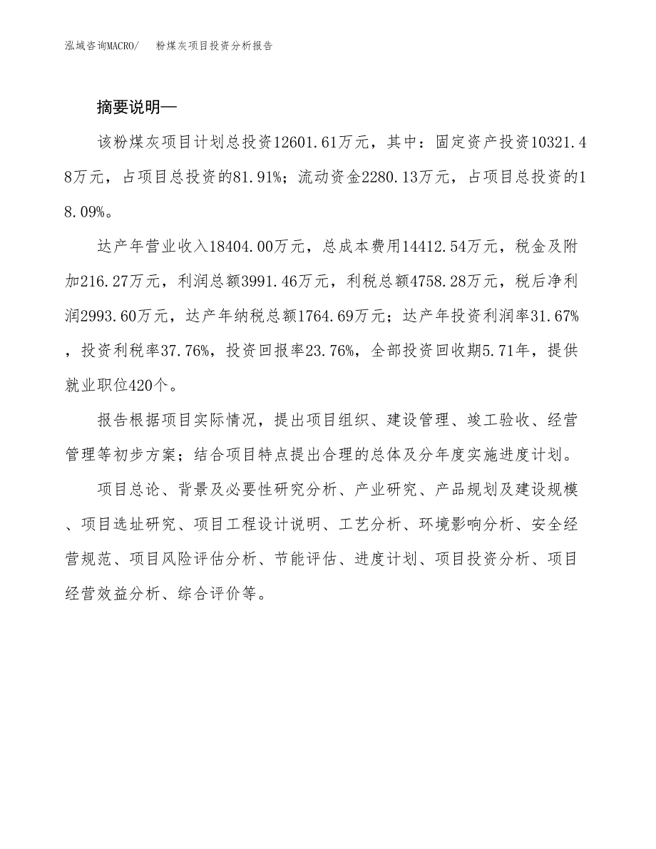 粉煤灰项目投资分析报告(总投资13000万元)_第2页