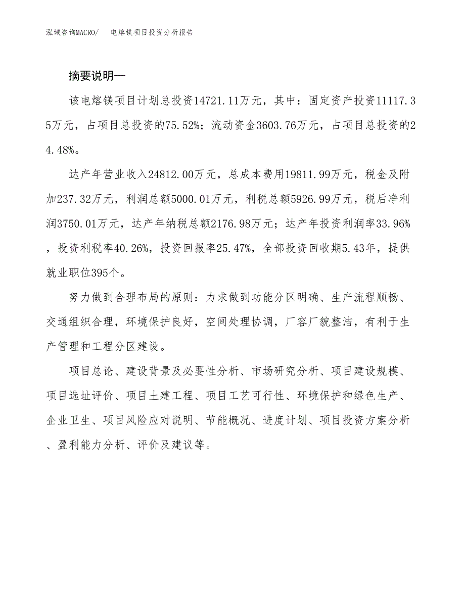 电熔镁项目投资分析报告(总投资15000万元)_第2页