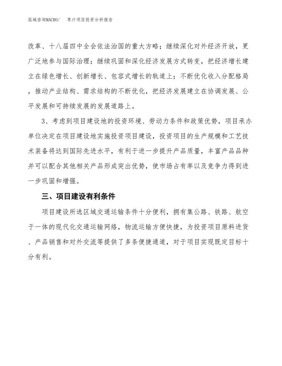 枣汁项目投资分析报告(总投资3000万元)_第5页