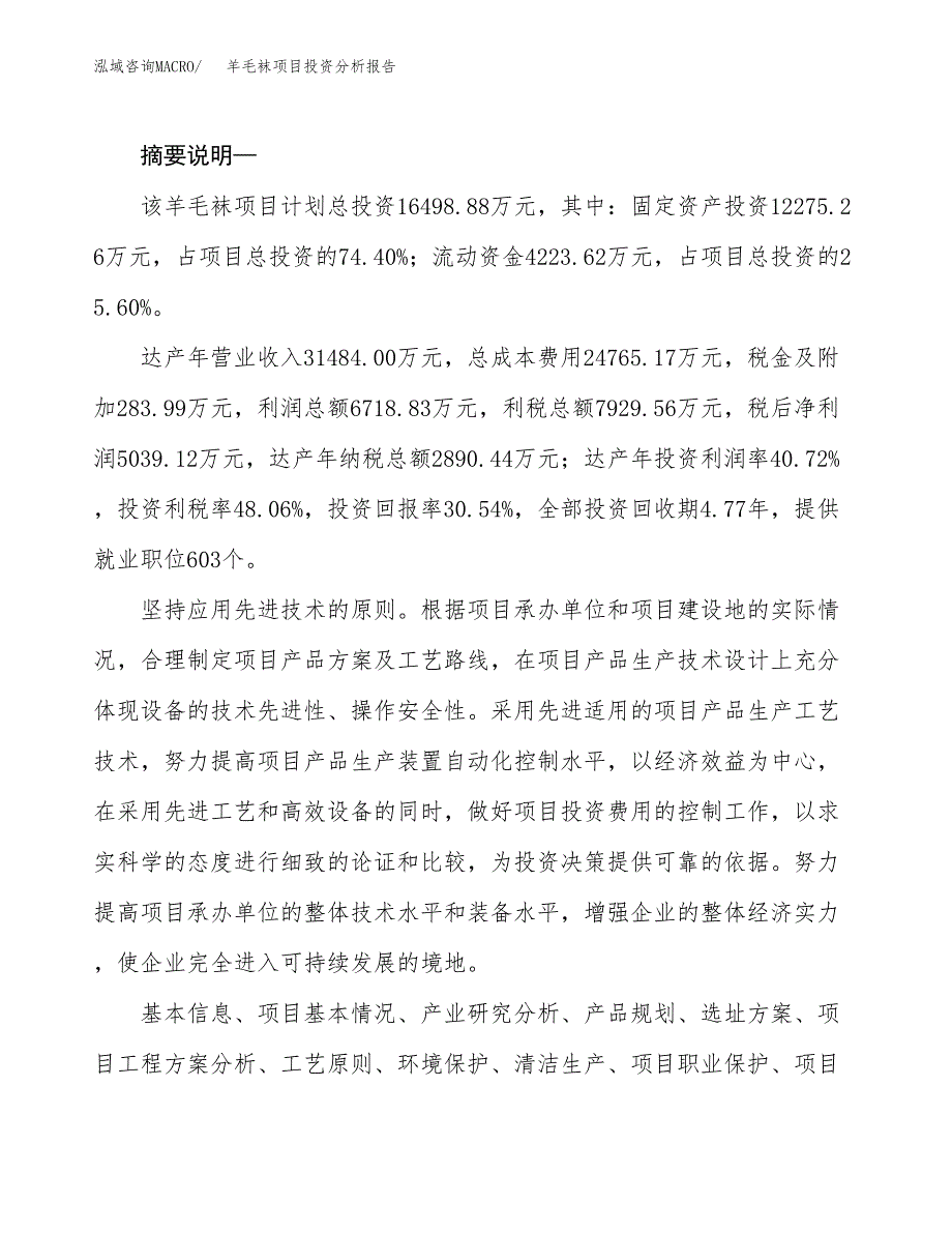 羊毛袜项目投资分析报告(总投资16000万元)_第2页