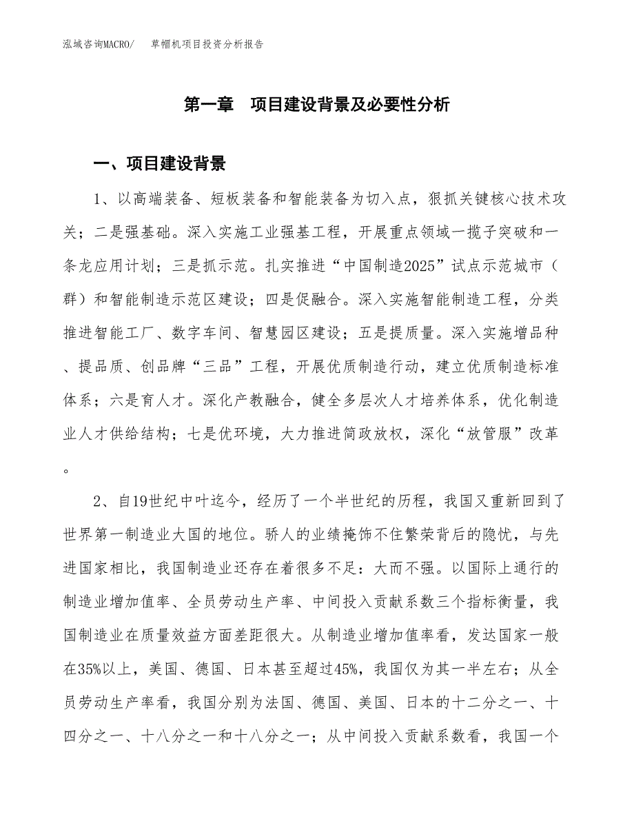 草帽机项目投资分析报告(总投资20000万元)_第3页