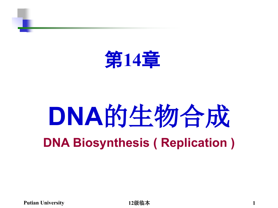 生物化学第14章DNA的生物合成_第1页