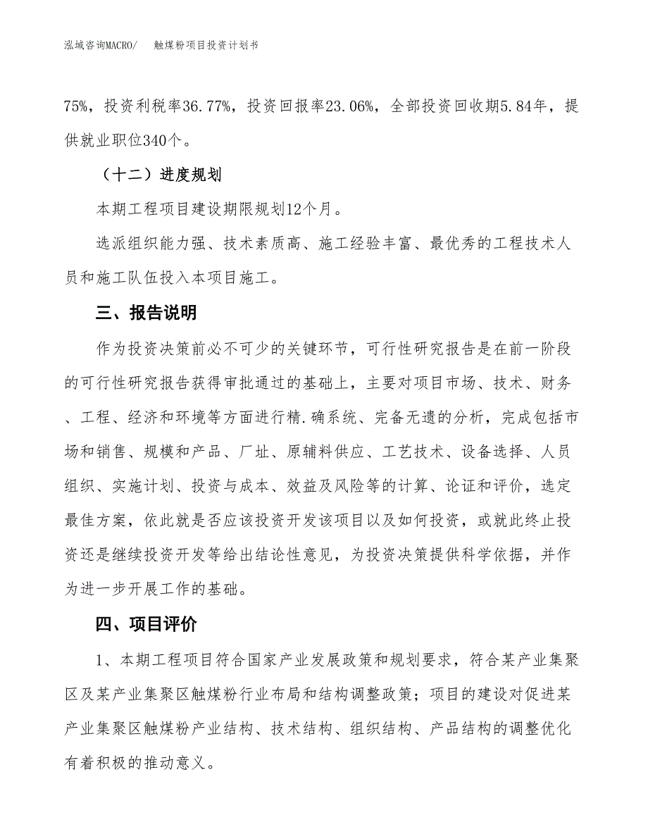 （参考版）触煤粉项目投资计划书_第4页