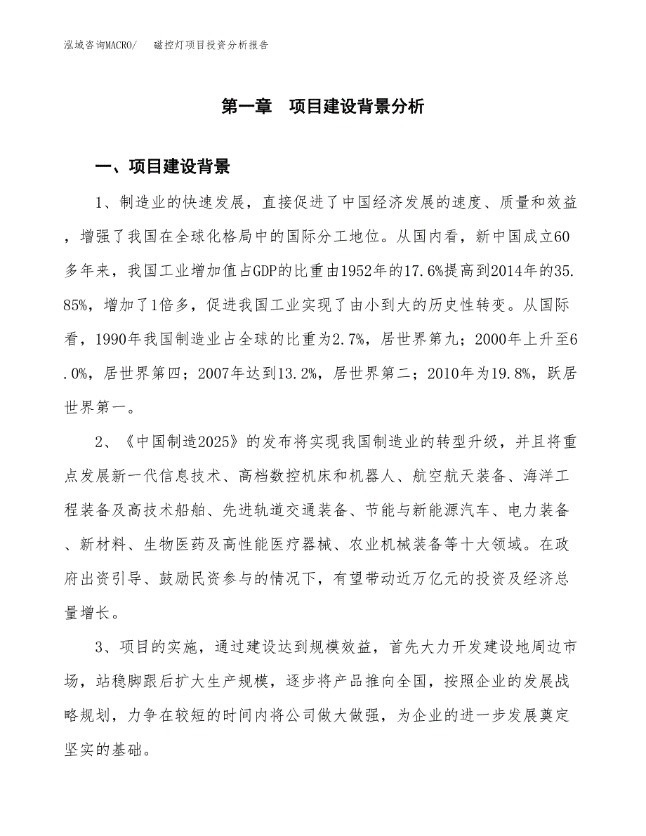 磁控灯项目投资分析报告(总投资7000万元)_第3页