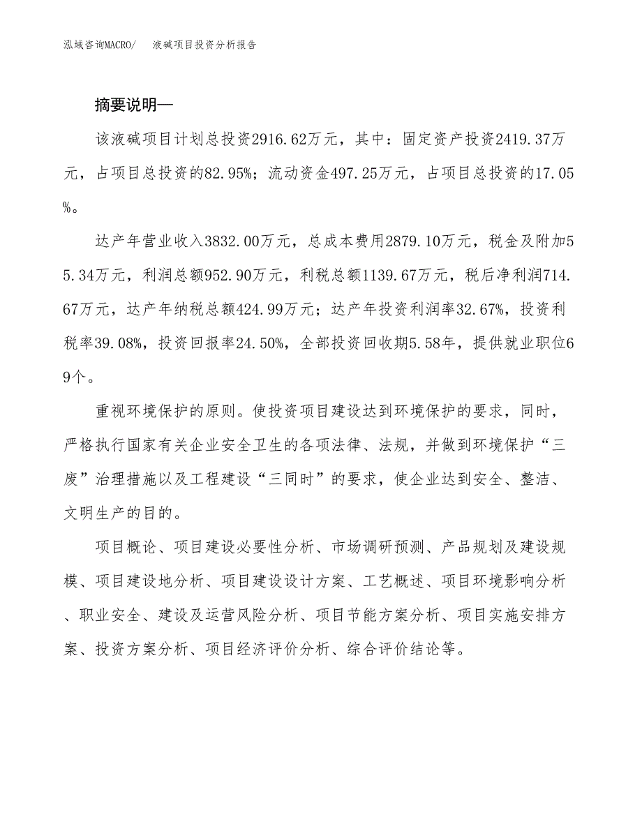 液碱项目投资分析报告(总投资3000万元)_第2页