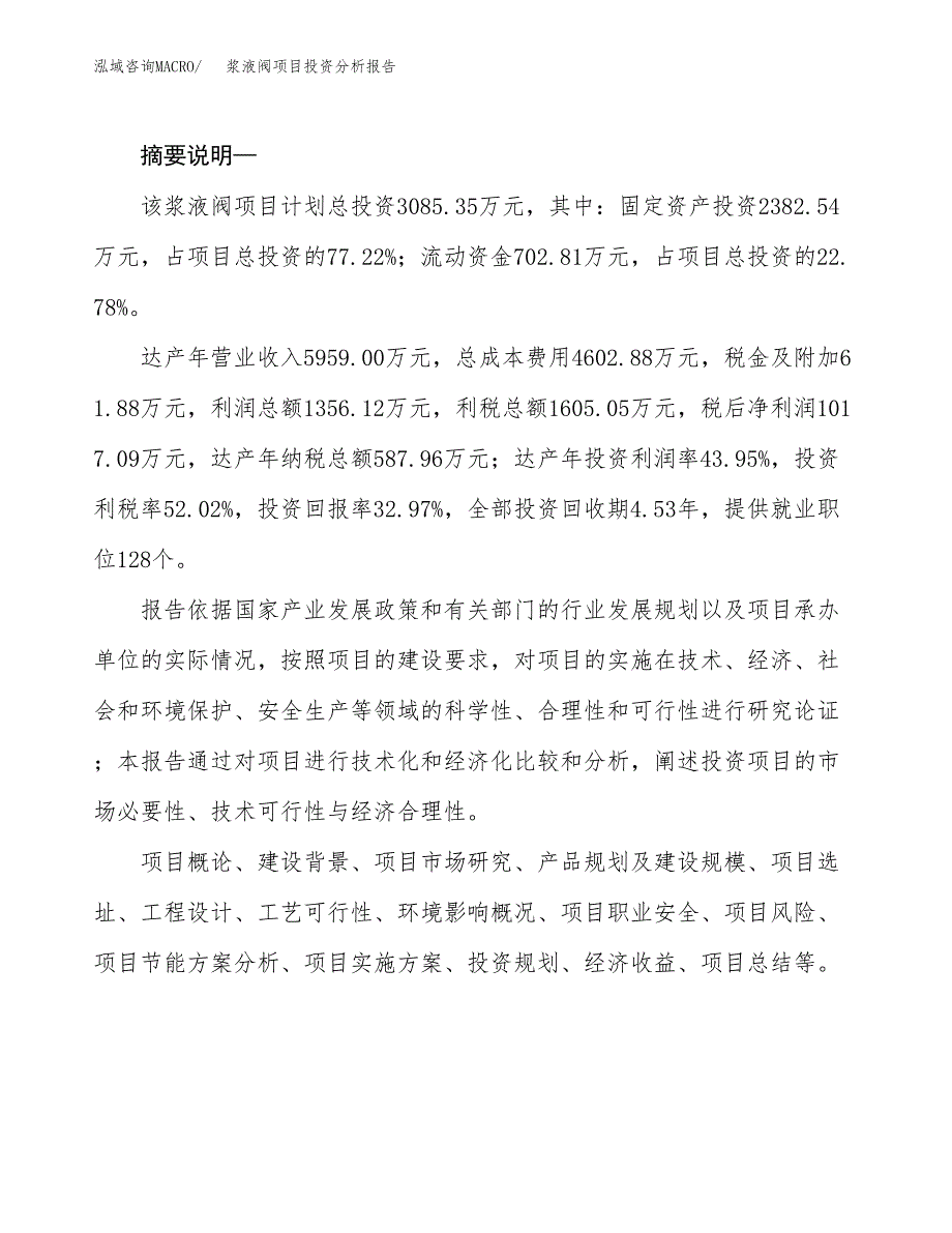 浆液阀项目投资分析报告(总投资3000万元)_第2页