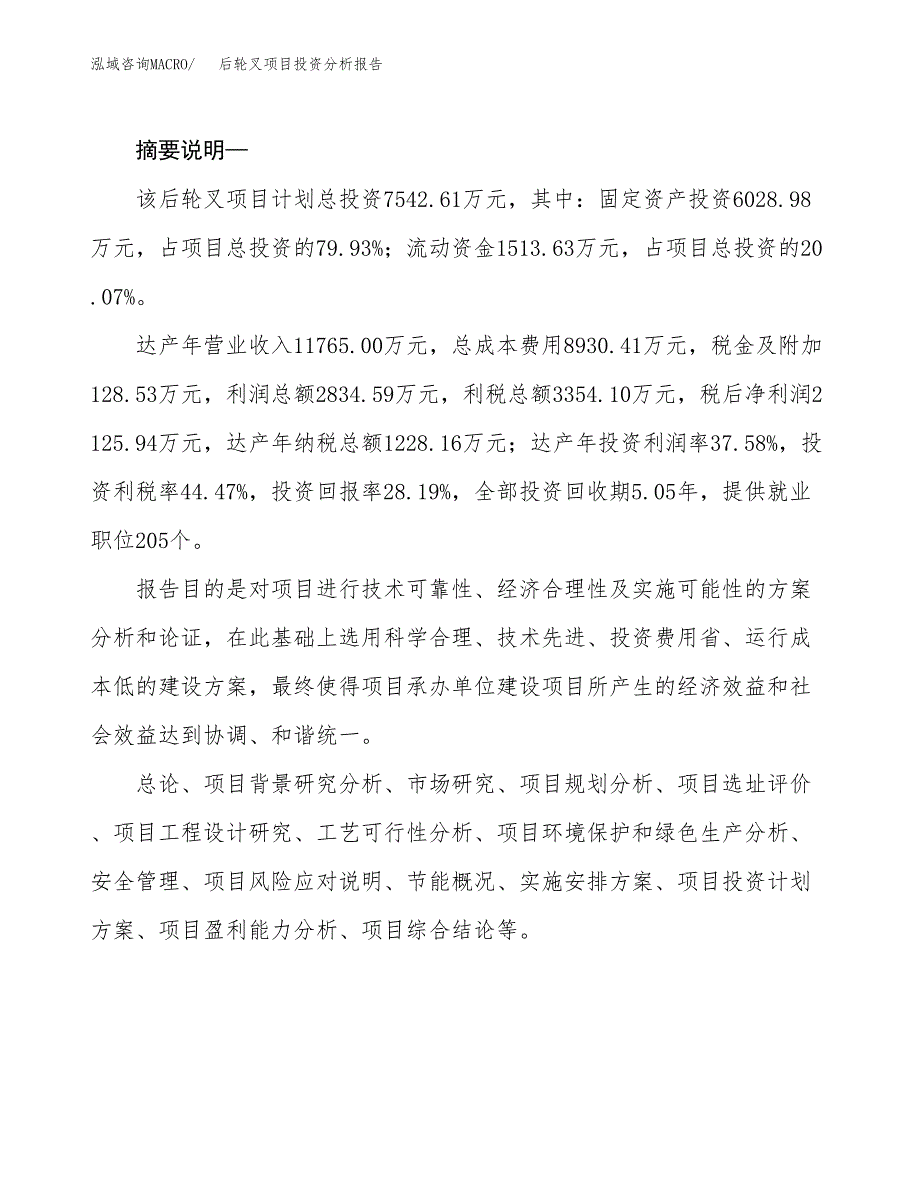 后轮叉项目投资分析报告(总投资8000万元)_第2页