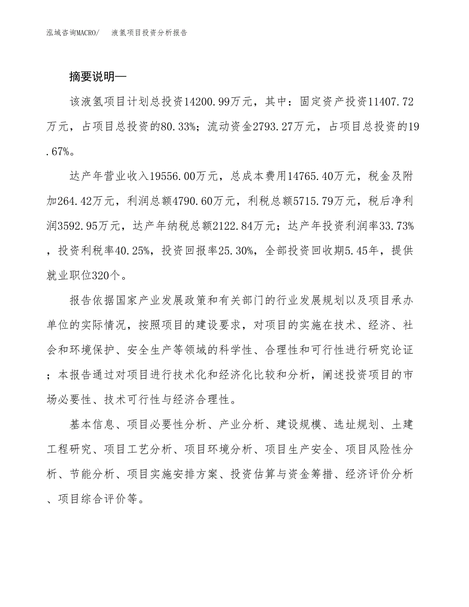 液氢项目投资分析报告(总投资14000万元)_第2页