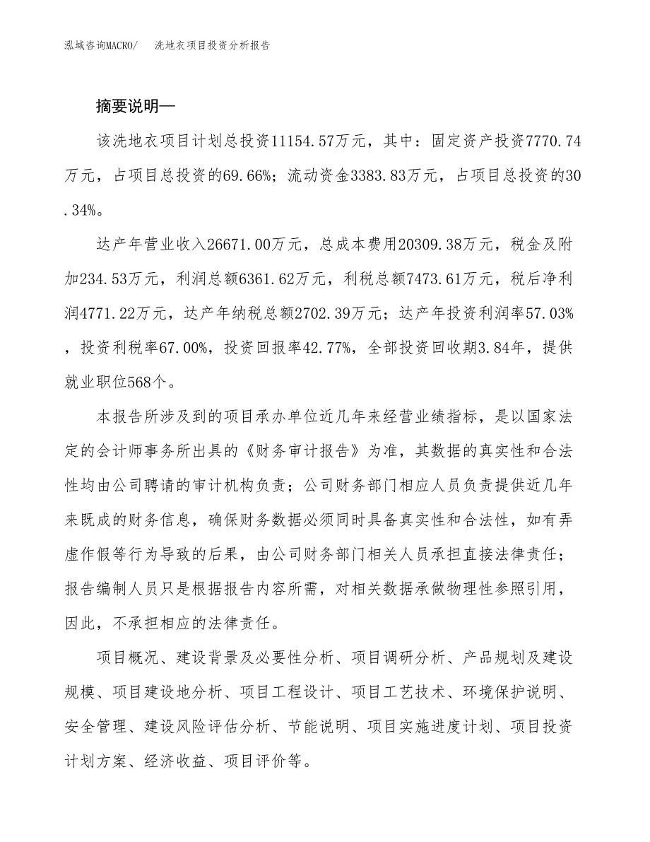 洗地衣项目投资分析报告(总投资11000万元)_第2页