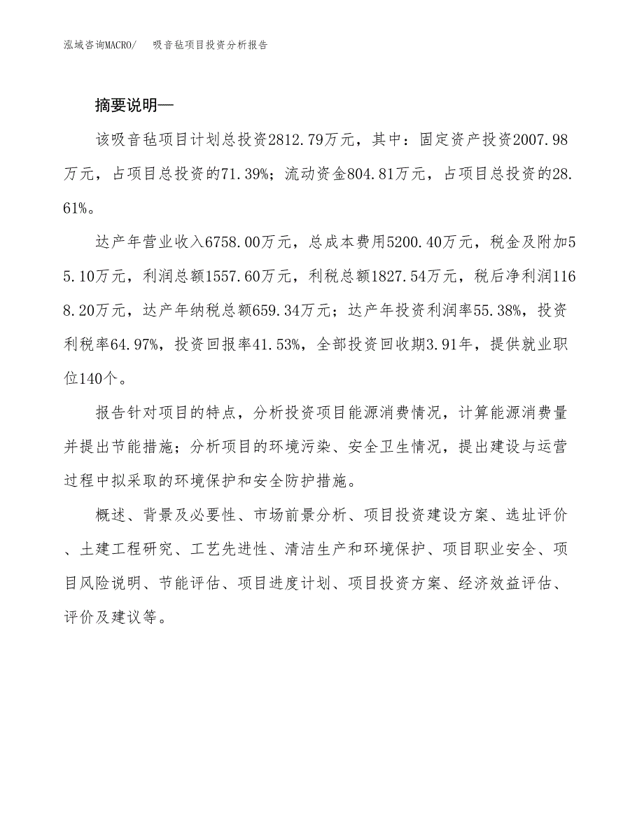 吸音毡项目投资分析报告(总投资3000万元)_第2页