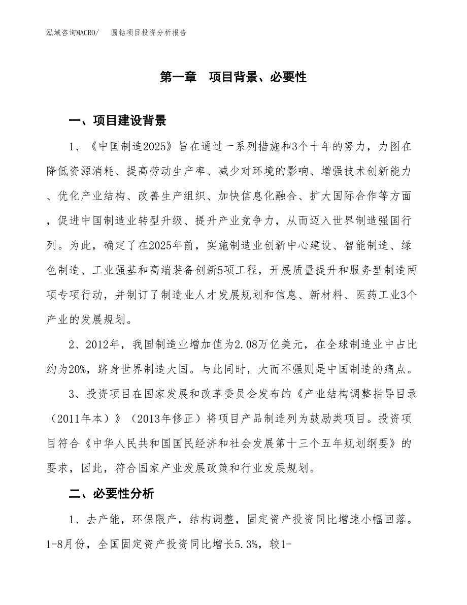 圆钻项目投资分析报告(总投资19000万元)_第3页