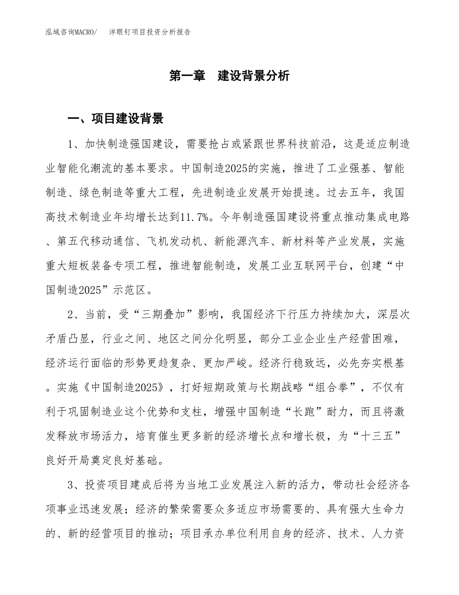 洋眼钉项目投资分析报告(总投资18000万元)_第3页