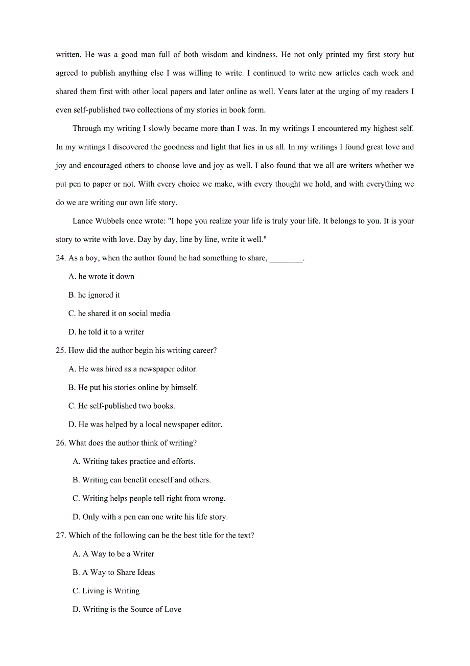 精校word版---陕西省渭南中学2019届高三上学期第五次质量检测英语_第3页