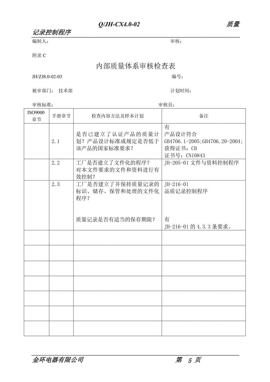 年度审核计划表1_第5页