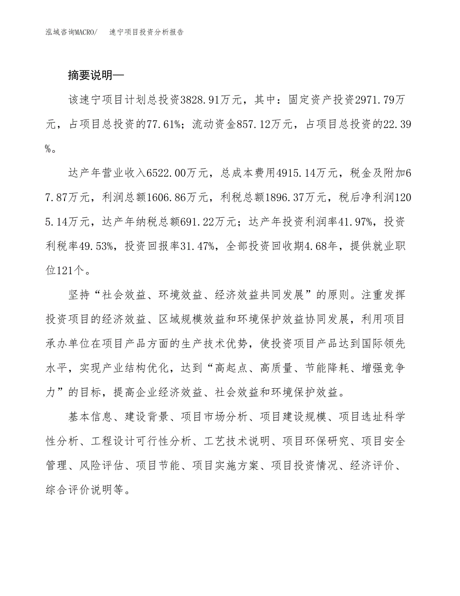 速宁项目投资分析报告(总投资4000万元)_第2页