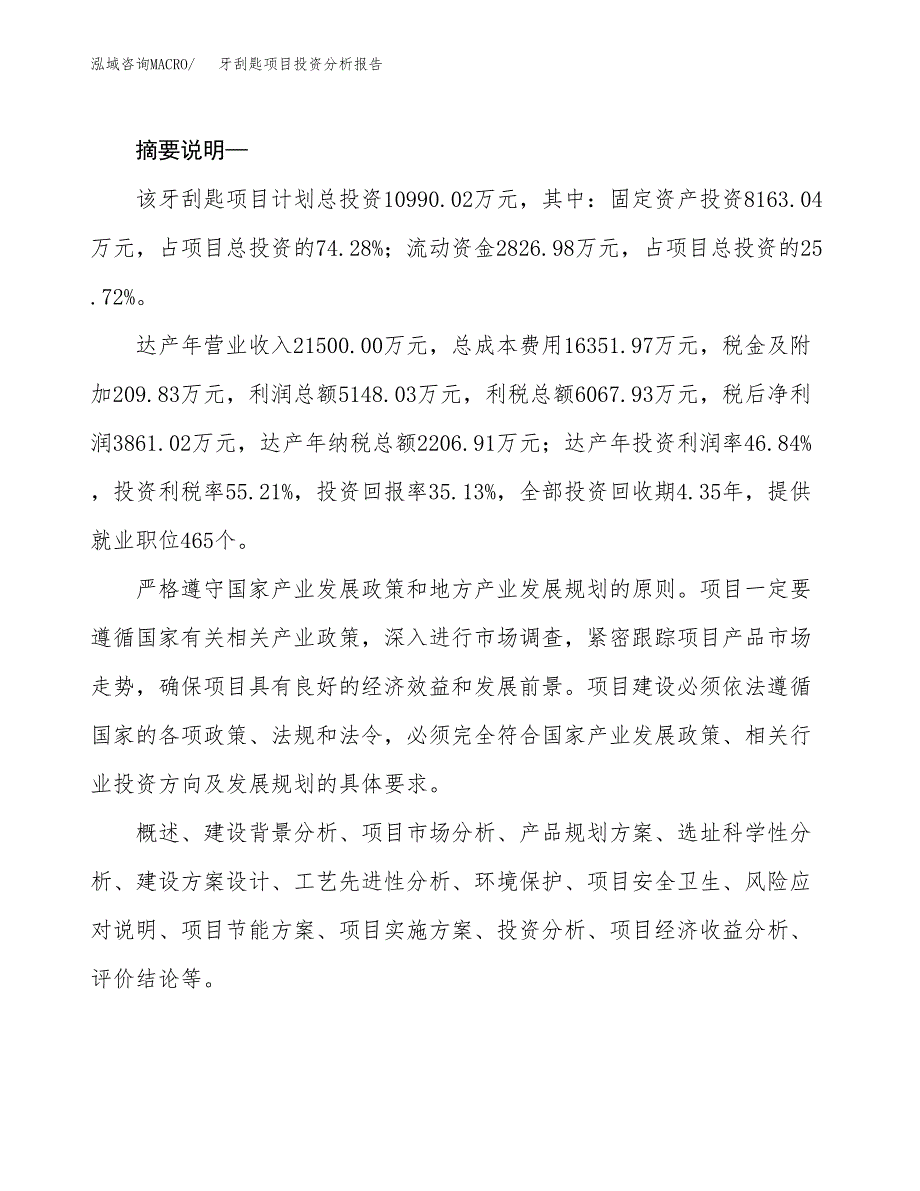 牙刮匙项目投资分析报告(总投资11000万元)_第2页