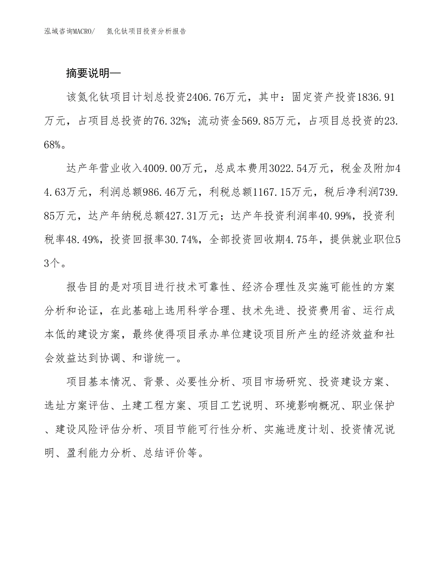 氮化钛项目投资分析报告(总投资2000万元)_第2页