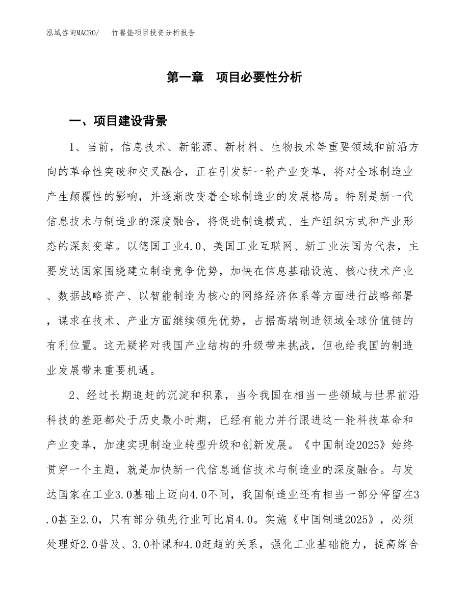竹餐垫项目投资分析报告(总投资9000万元)_第3页
