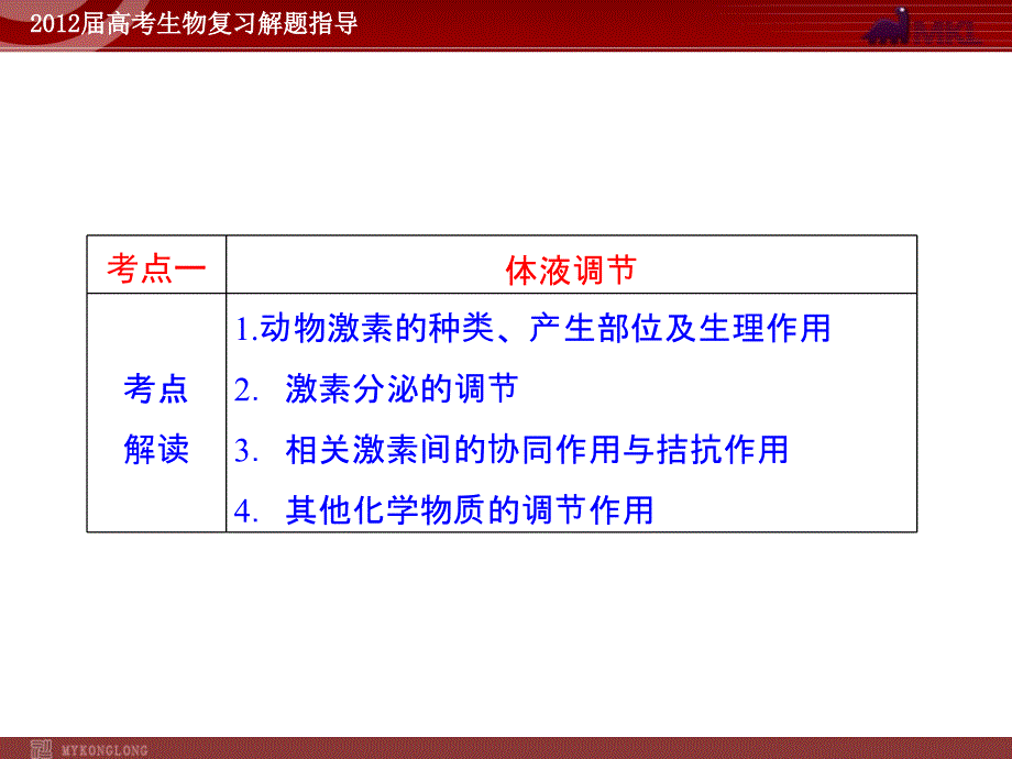 生物2012高考生物专题复习及考前指导精品课件19份2012高考专题复习专题3第2讲动物生命活动的调节_第3页