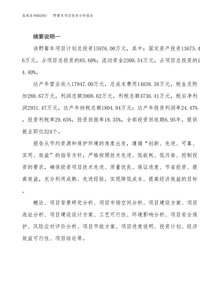 野餐车项目投资分析报告(总投资16000万元)_第2页